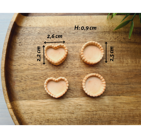 Silicone mold, Tartlet, 1:6 scale, style 8, 4 elements, ~ 2.2-2.6 cm, H:0.9 cm