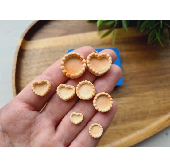 Silicone mold, Tartlet, 1:10, 1:12, 1:20 scale, style 9, 8 elements, ~ 0.8-1.9 cm, H:0.4-0.9 cm