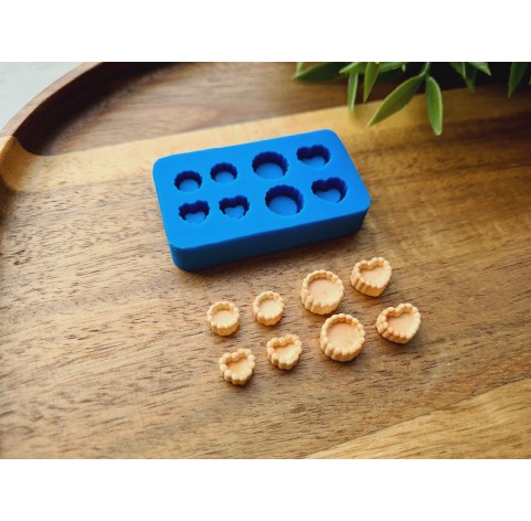 Silicone mold, Tartlet, 1:20, 1:25 scale, style 10, 8 elements, ~ 0.7-1 cm, H:0.5 cm