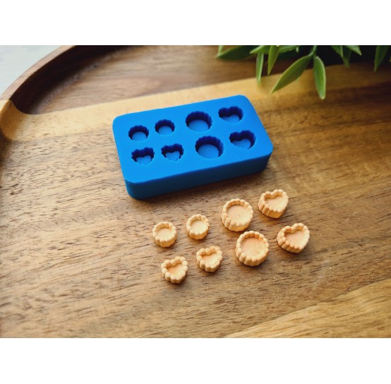 Silicone mold, Tartlet, 1:20, 1:25 scale, style 10, 8 elements, ~ 0.7-1 cm, H:0.5 cm