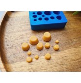 Silicone mold, Pudding, 1:6-1:18 scale, style 1, caramel, 11 elements, ~ Ø 0.5-1.2 cm, H:0.3-0.7 cm
