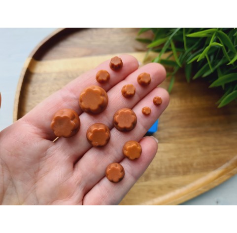 Silicone mold, Pudding, 1:8-1:18 scale, style 2, chocolate, 12 elements, ~ Ø 0.4-1.6 cm, H:0.2-0.8 cm