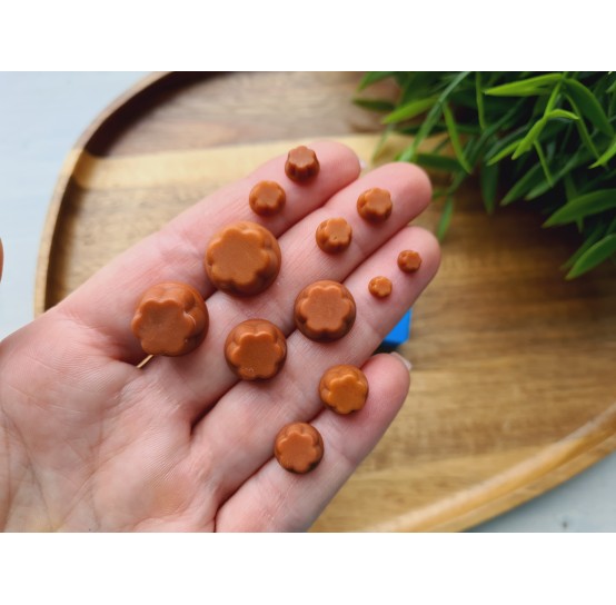 Silicone mold, Pudding, 1:8-1:18 scale, style 2, chocolate, 12 elements, ~ Ø 0.4-1.6 cm, H:0.2-0.8 cm