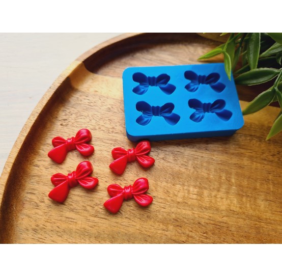 Silicone mold, Bow, style 1, 4 elements, ~ 1.3*2.2 cm, H:0.6 cm