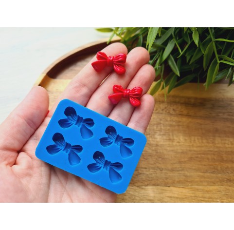 Silicone mold, Bow, style 1, 4 elements, ~ 1.3*2.2 cm, H:0.6 cm