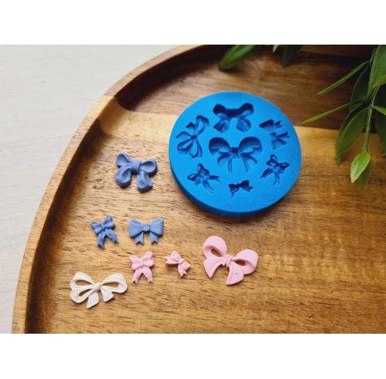 Silicone mold, Bow, style 4, 7 elements, ~ 0.8-2 cm, H:0.2 cm