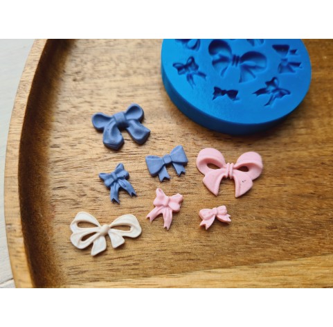 Silicone mold, Bow, style 4, 7 elements, ~ 0.8-2 cm, H:0.2 cm