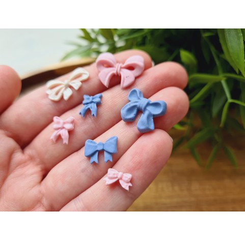 Silicone mold, Bow, style 4, 7 elements, ~ 0.8-2 cm, H:0.2 cm