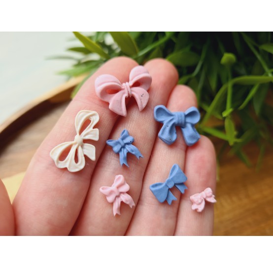 Silicone mold, Bow, style 4, 7 elements, ~ 0.8-2 cm, H:0.2 cm