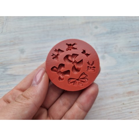 Silicone mold, Bow, style 4, 7 elements, ~ 0.8-2 cm, H:0.2 cm
