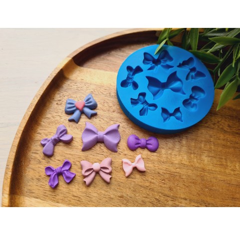 Silicone mold, Bow, style 5, 7 elements, ~ 1-2.6 cm, H:0.3-0.6 cm