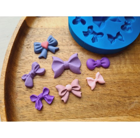 Silicone mold, Bow, style 5, 7 elements, ~ 1-2.6 cm, H:0.3-0.6 cm