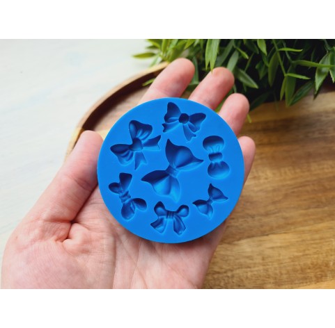 Silicone mold, Bow, style 5, 7 elements, ~ 1-2.6 cm, H:0.3-0.6 cm