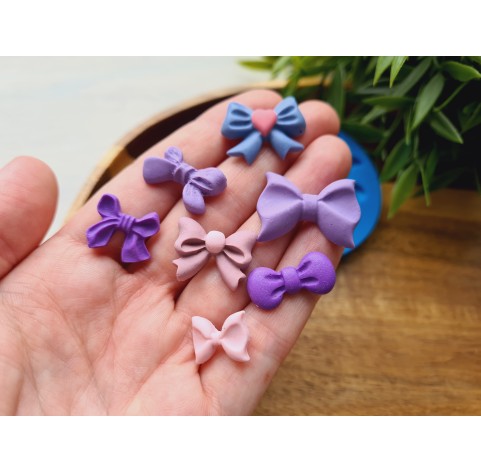 Silicone mold, Bow, style 5, 7 elements, ~ 1-2.6 cm, H:0.3-0.6 cm
