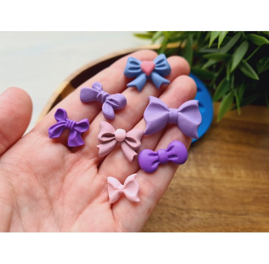 Silicone mold, Bow, style 5, 7 elements, ~ 1-2.6 cm, H:0.3-0.6 cm
