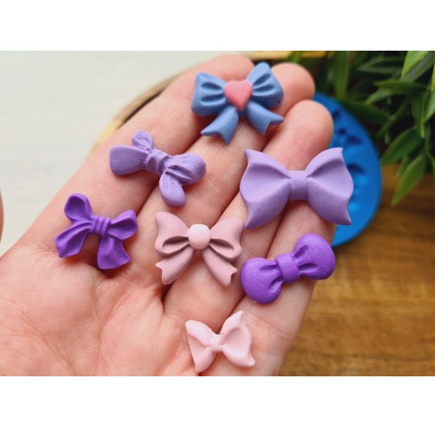 Silicone mold, Bow, style 5, 7 elements, ~ 1-2.6 cm, H:0.3-0.6 cm