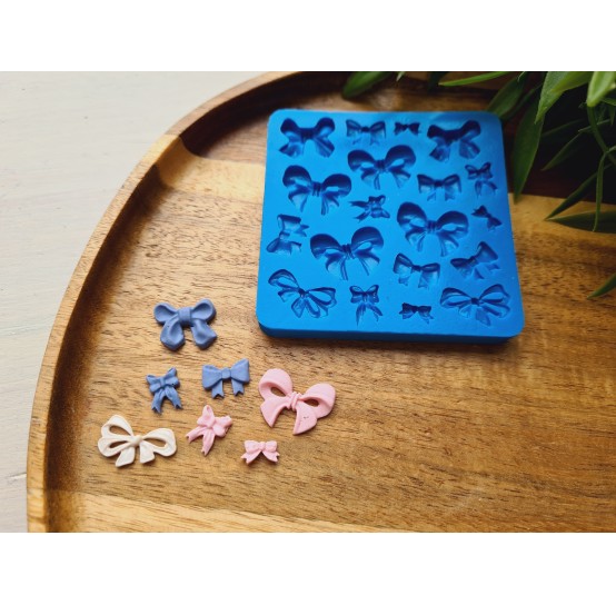 Silicone mold, Bow, style 4, 19 elements, ~ 0.8-2 cm, H:0.2 cm