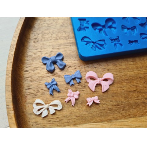 Silicone mold, Bow, style 4, 19 elements, ~ 0.8-2 cm, H:0.2 cm