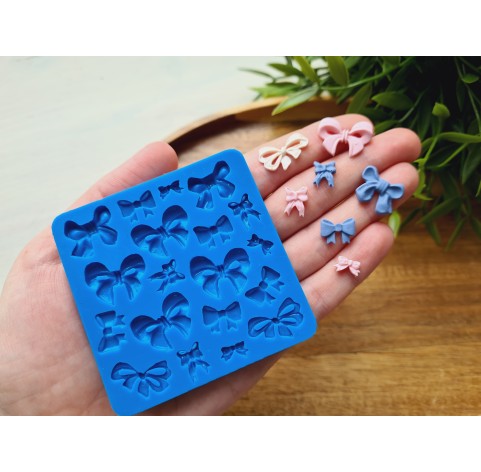 Silicone mold, Bow, style 4, 19 elements, ~ 0.8-2 cm, H:0.2 cm