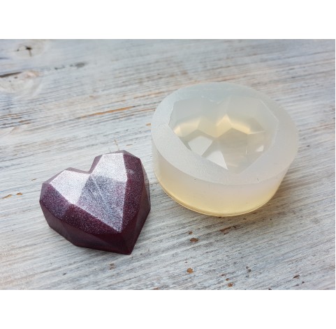 Silicone mold, Heart, style 1, large, ~ 4.1*4.2 cm, H:1.3 cm