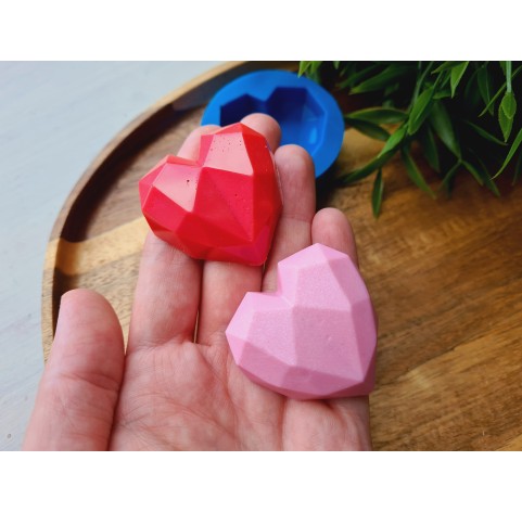 Silicone mold, Heart, style 1, large, ~ 4.1*4.2 cm, H:1.3 cm