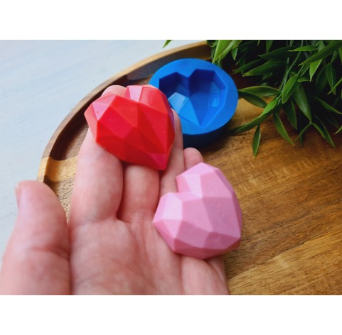 Silicone mold, Heart, style 1, large, ~ 4.1*4.2 cm, H:1.3 cm
