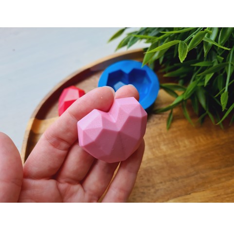 Silicone mold, Heart, style 1, large, ~ 4.1*4.2 cm, H:1.3 cm