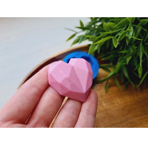 Silicone mold, Heart, style 1, large, ~ 4.1*4.2 cm, H:1.3 cm