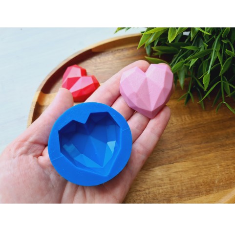 Silicone mold, Heart, style 1, large, ~ 4.1*4.2 cm, H:1.3 cm