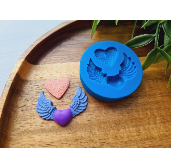 Silicone mold, Heart, style 2, 2 elements, ~ 1.5-3.5 cm, H:0.3-0.5 cm