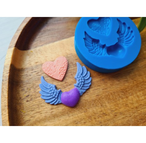 Silicone mold, Heart, style 2, 2 elements, ~ 1.5-3.5 cm, H:0.3-0.5 cm