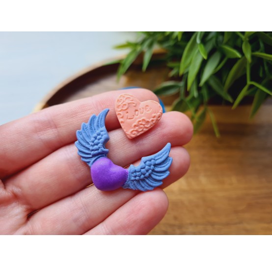 Silicone mold, Heart, style 2, 2 elements, ~ 1.5-3.5 cm, H:0.3-0.5 cm