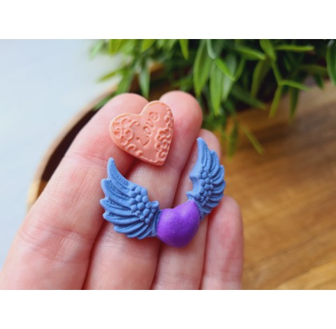 Silicone mold, Heart, style 2, 2 elements, ~ 1.5-3.5 cm, H:0.3-0.5 cm