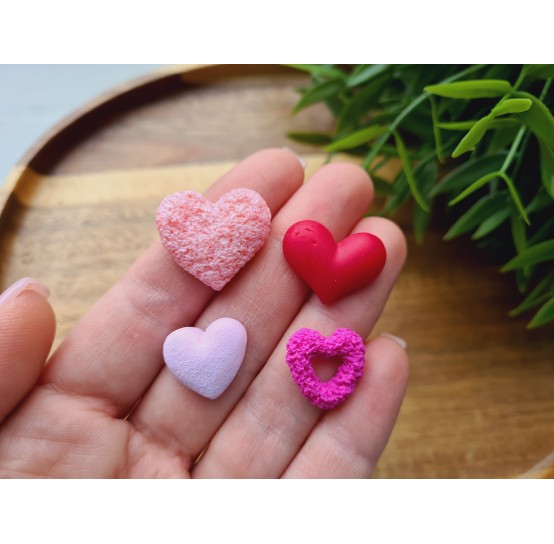 Silicone mold, Heart, style 3, 4 elements, ~ 1.5-2.1 cm, H:0.5 cm