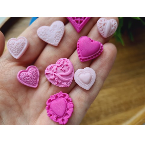 Silicone mold, Heart, style 6, 9 elements, ~ 1.2*2.4-1.3*3 cm, H:0.5 cm
