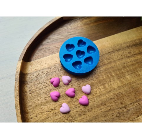 Silicone mold, Heart, style 8, small, 7 elements, ~ Ø 1 cm, H:0.5 cm