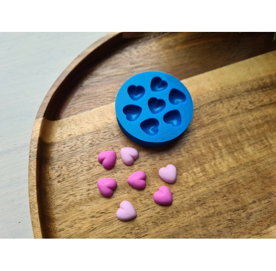 Silicone mold, Heart, style 8, small, 7 elements, ~ Ø 1 cm, H:0.5 cm
