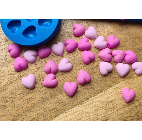 Silicone mold, Heart, style 8, small, 7 elements, ~ Ø 1 cm, H:0.5 cm