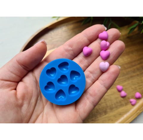 Silicone mold, Heart, style 8, small, 7 elements, ~ Ø 1 cm, H:0.5 cm