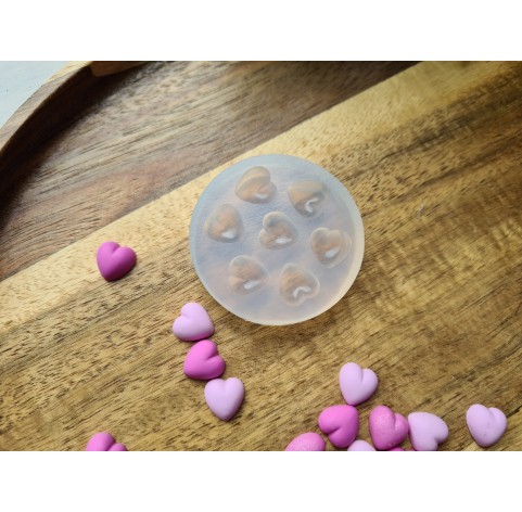Silicone mold, Heart, style 8, small, 7 elements, ~ Ø 1 cm, H:0.5 cm