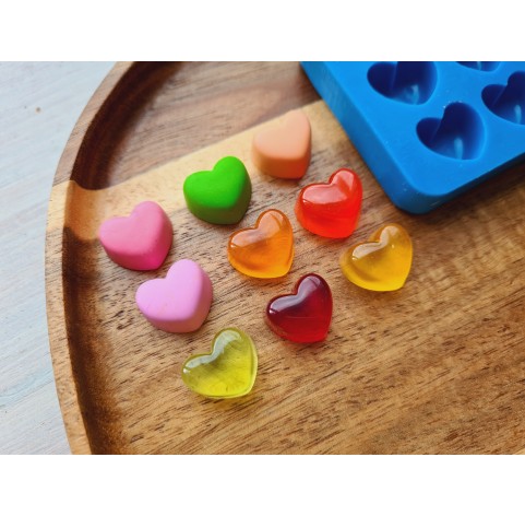 Silicone mold, Heart, style 9, 9 elements, ~ 1.4*1.6 cm, H:0.9 cm