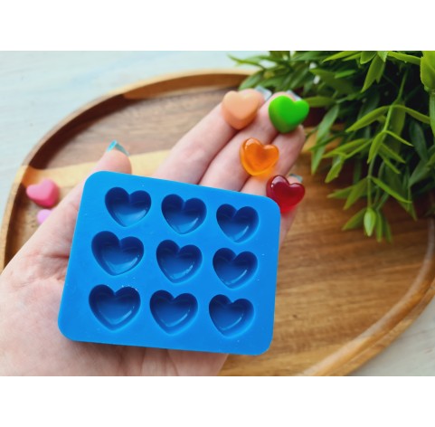 Silicone mold, Heart, style 9, 9 elements, ~ 1.4*1.6 cm, H:0.9 cm