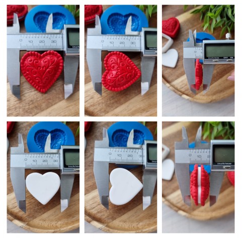 Silicone mold, Heart, style 10, with ornaments + cutter, set or individually