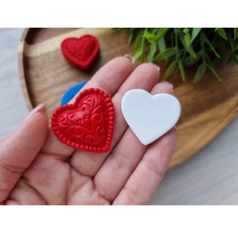 Silicone mold, Heart, style 10, with ornaments + cutter, set or individually