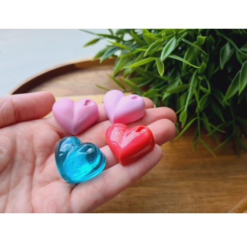 Silicone mold, Heart, style 11, 4 elements, ~ 2.3*2.8 cm, H:1.1 cm