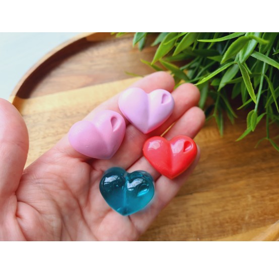 Silicone mold, Heart, style 11, 4 elements, ~ 2.3*2.8 cm, H:1.1 cm