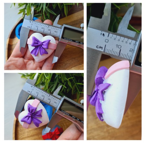 Silicone mold, Heart, style 12, with a bow, ~ 4.4*4.7 cm, H:1.8 cm