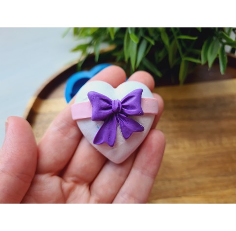 Silicone mold, Heart, style 12, with a bow, ~ 4.4*4.7 cm, H:1.8 cm