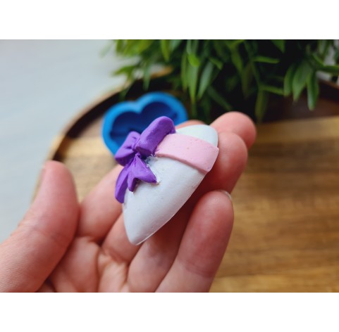 Silicone mold, Heart, style 12, with a bow, ~ 4.4*4.7 cm, H:1.8 cm