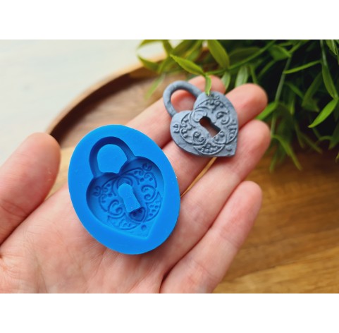 Silicone mold, Lock, heart, style 1, ~ 2.6*3.6 cm, H:0.5 cm